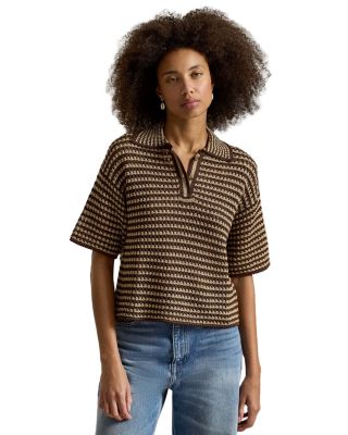 Striped Knit Polo Shirt