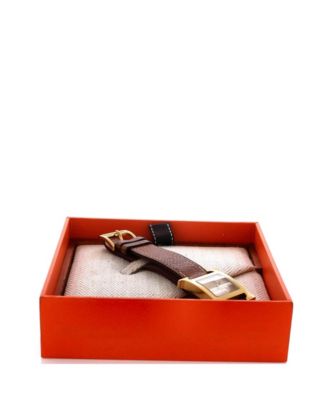 Heure H Quartz Watch in Plated Metal and Leather 21mm