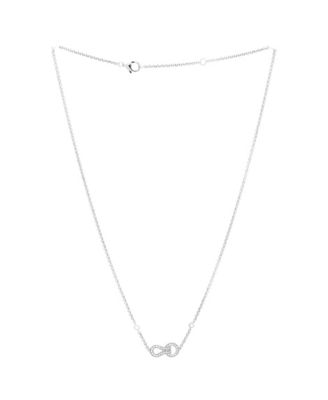  Agrafe Cable Chain Necklace 18K White Gold with Diamonds, 15.75"