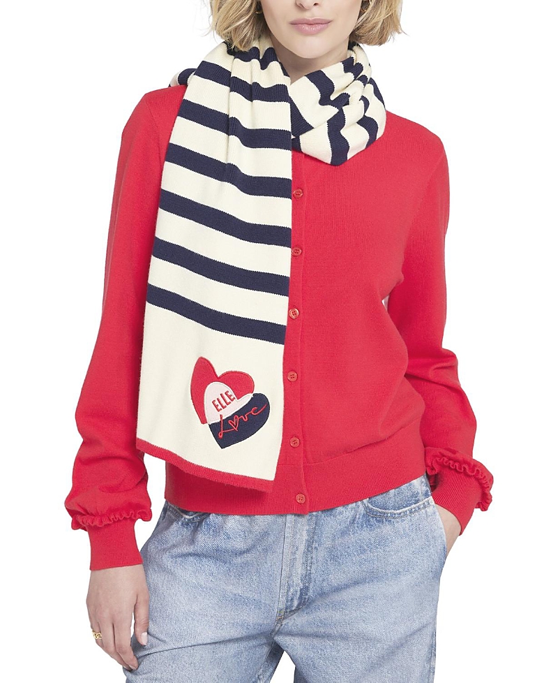 Elle Collection Striped Scarf with Heart