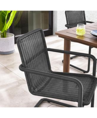 Abacus Outdoor Patio Wicker Dining Chairs, Set of 2