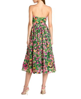  Strapless Floral Embroidered Midi Dress