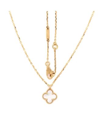  Sweet Alhambra Pendant Necklace 18K Gold and Mother of Pearl, 16"