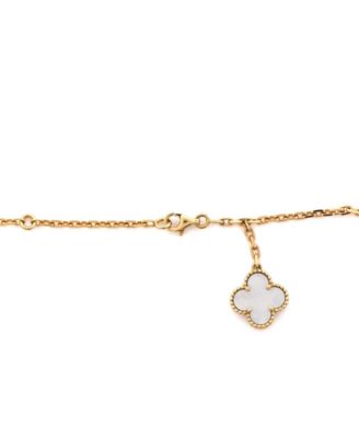  Magic Alhambra 6 Motifs Necklace 18K Gold and Mother of Pearl with Onyx, 16.5"