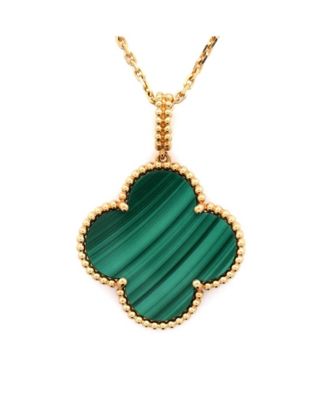  Magic Alhambra Pendant Necklace 18K Gold and Malachite, 35.5"