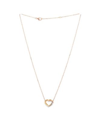  Trinity de Cartier Heart Pendant Necklace 18K Tricolor Gold with Diamonds, 16.25"