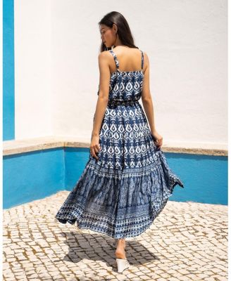  Jenni Tiered Belted Smock Waist Skirt