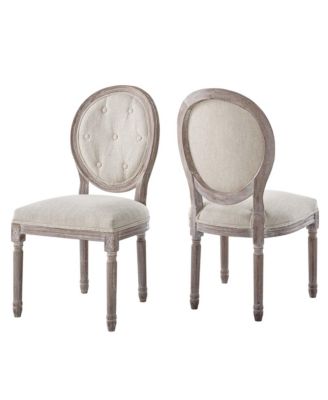 Arise Vintage-Like French Upholstered Fabric Dining Side Chair, Set of 2