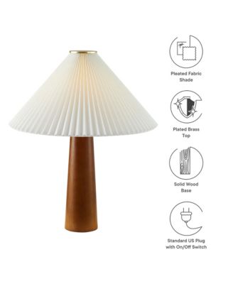 Jessica Wooden Base Table Lamp With Pleated Fabric Shade