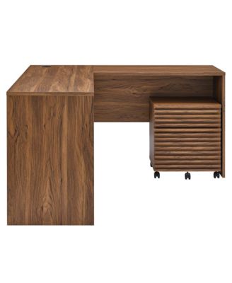 Render Wood Desk and File Cabinet, Set of 2