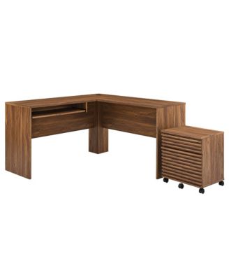 Render Wood Desk and File Cabinet, Set of 2