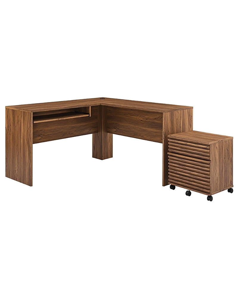Modway Render Wood Desk and File Cabinet, Set of 2