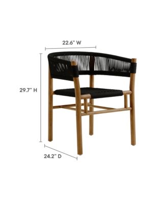  Vienna Outdoor Patio Teak and Rope Curved-Back Dining Armchairs, Set of 2