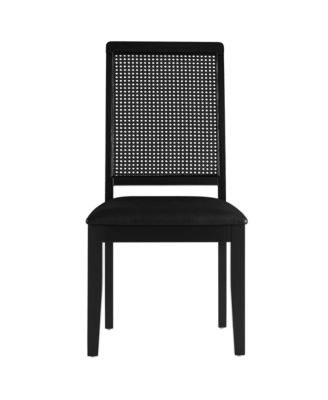 Arlo Faux Leather Upholstered Faux Rattan and Wood Dining Side Chairs, Set of 2