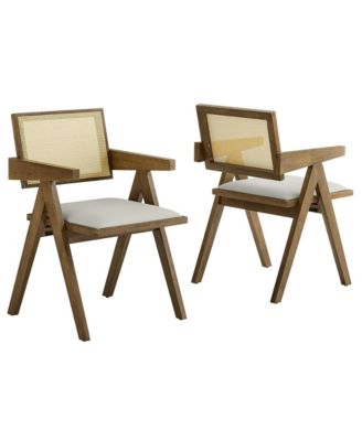  Thera Faux Leather Cane Dining Armchairs, Set of 2