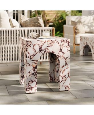 Valen Square Indoor - Outdoor Patio Arched Concrete Side Table