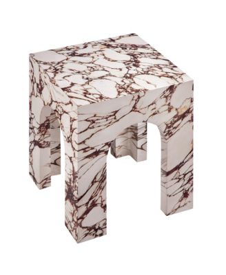 Valen Square Indoor - Outdoor Patio Arched Concrete Side Table