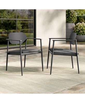Aeris Stackable Outdoor Patio Aluminum Dining Armchair, Set of 2