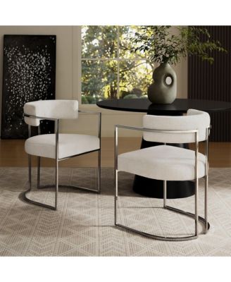 Huron Curved Back Fabric and Metal Dining Accent Chair