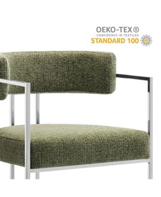 Huron Curved Back Fabric and Metal Dining Accent Chair