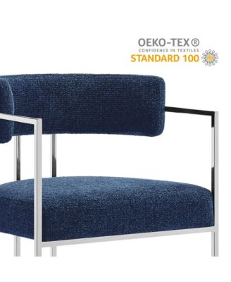 Huron Curved Back Fabric and Metal Dining Accent Chair