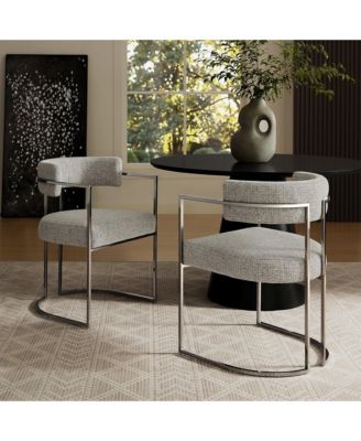 Huron Curved Back Fabric and Metal Dining Accent Chair