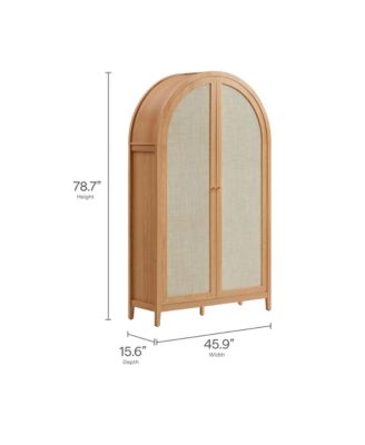 Calista 79" Tall Wide Rattan Arched Storage Cabinet
