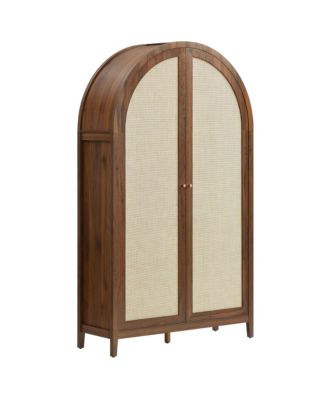 Calista 79" Tall Wide Rattan Arched Storage Cabinet