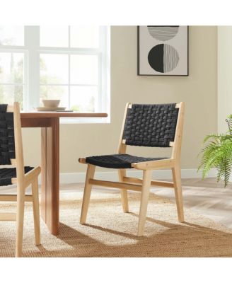 Saoirse Woven Rope Wood Dining Side Chair, Set of 2