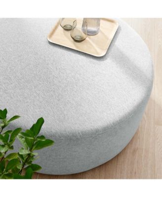Callum Large 38" Round Woven Heathered Fabric Upholstered Ottoman