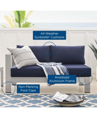  Shore Sunbrella Fabric Aluminum Outdoor Patio Left-Arm Loveseat