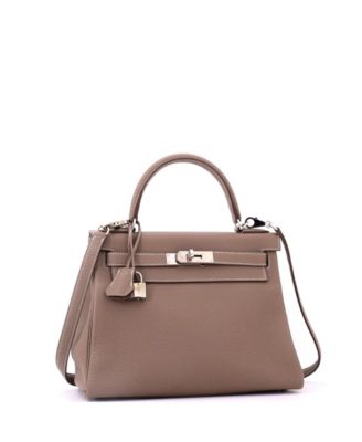 Kelly 28 Handbag Grey Togo with Palladium Hardware