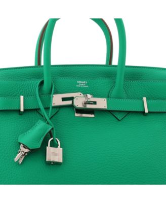 Birkin 30 Handbag Green Clemence with Palladium Hardware