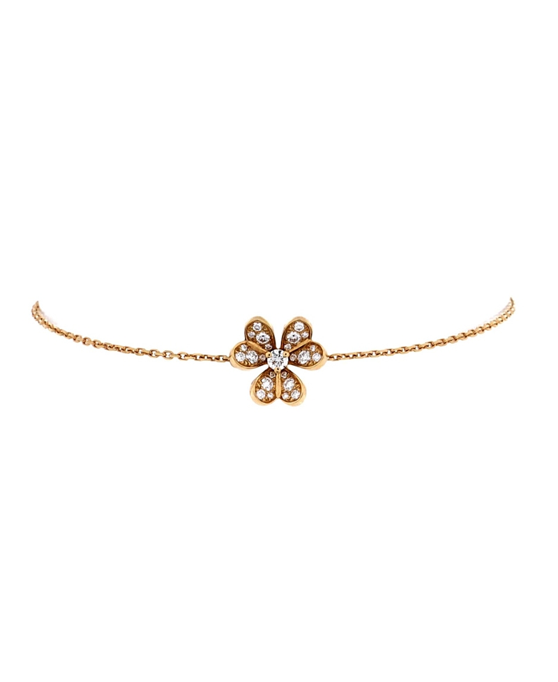 Pre-Owned Van Cleef & Arpels Mini Frivole Bracelet 18K Gold and Pave Diamonds