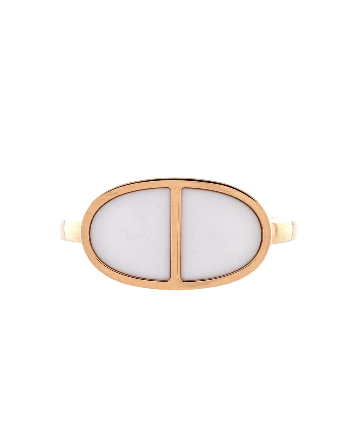 Pre-Owned HERMES Small Chaine d'Ancre Verso Ring 18K Rose Gold with Ceramic