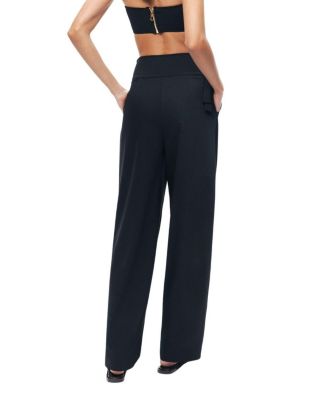  Cut-Out Waist Wide-Leg Pants