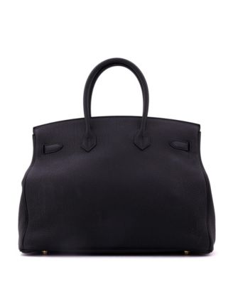 Birkin 35 Handbag Black Clemence with Gold Hardware
