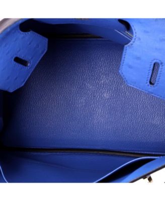 Birkin 30 Handbag Blue Ostrich with Gold Hardware