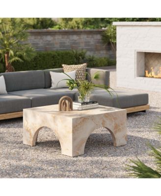 Valen Indoor - Outdoor Patio Arched Concrete Coffee Table