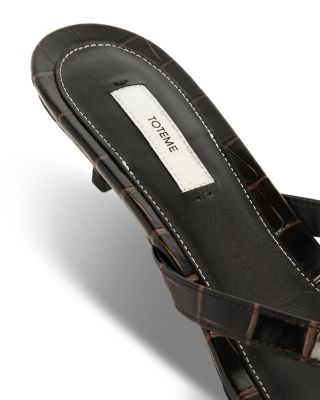 Women's Croco Embossed High Heel Flip Flops