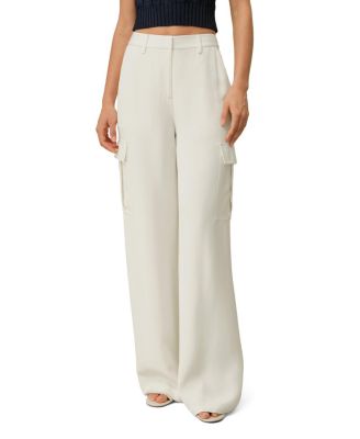  White Silk Crepe Cargo Pant