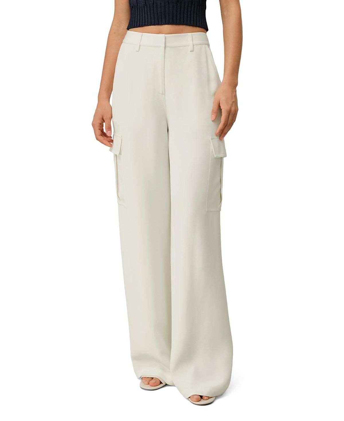 Lilysilk White Silk Crepe Cargo Pant