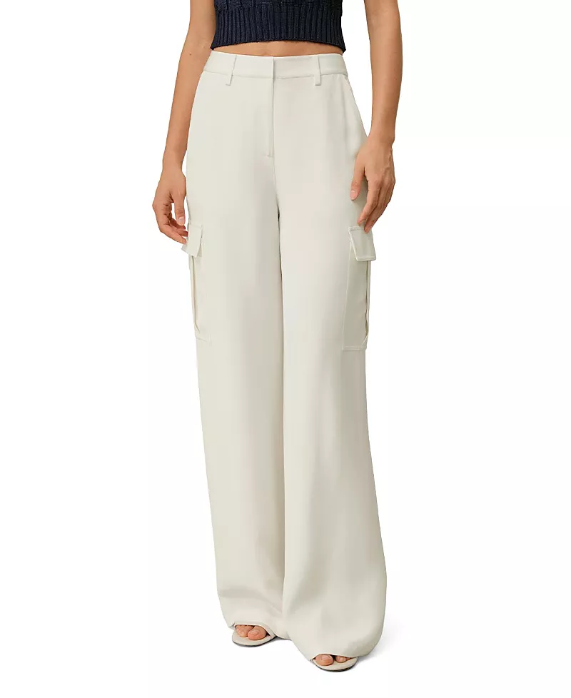 Lilysilk White Silk Crepe Cargo Pant