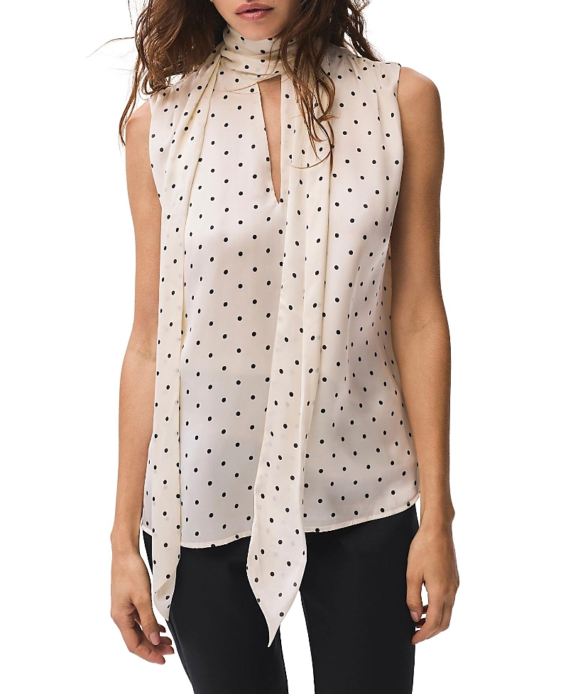 Mint Velvet Women's Polka Dot Tie Neck Top