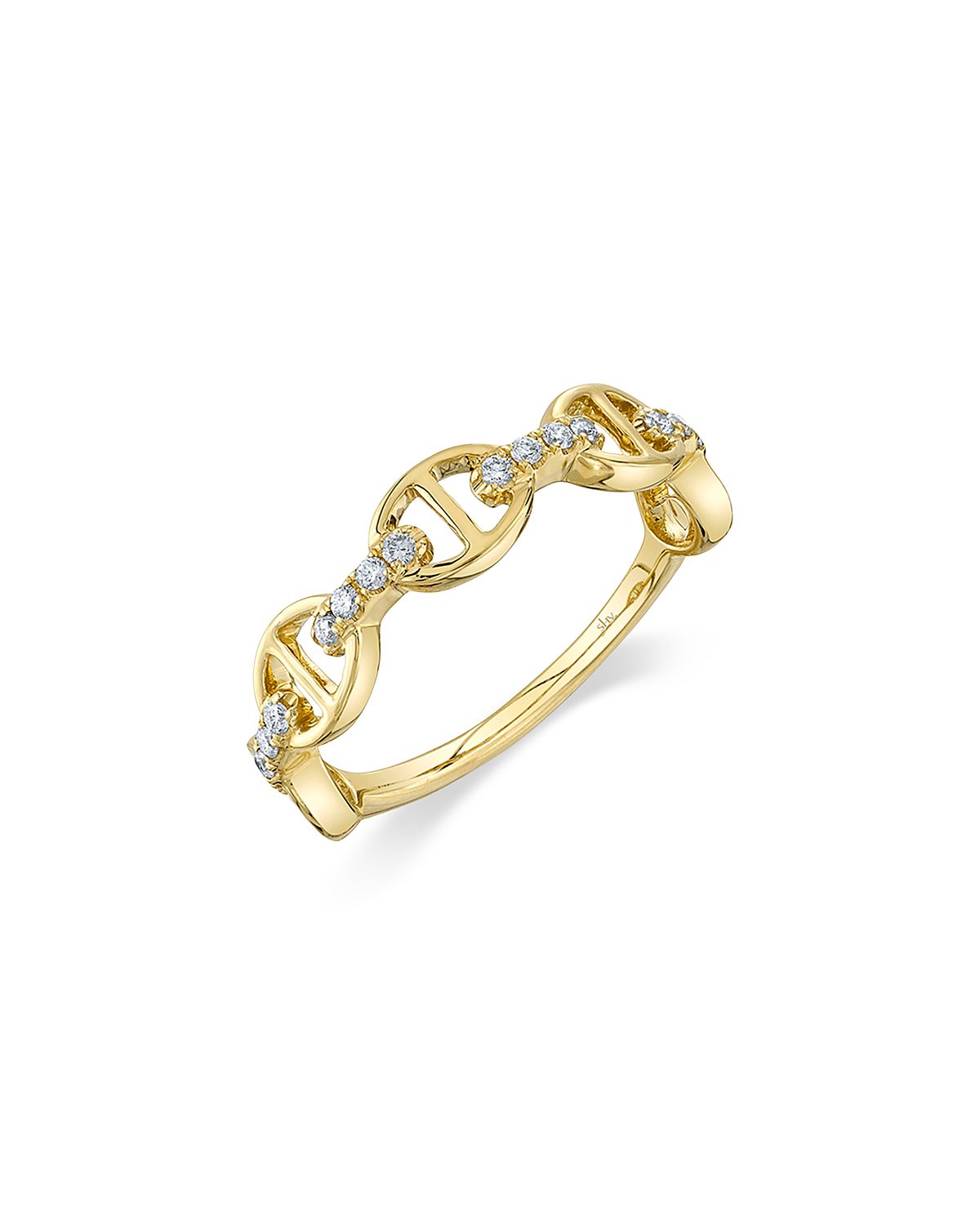 Shy Creation 14K Yellow Gold Diamond Mariner Link Ring