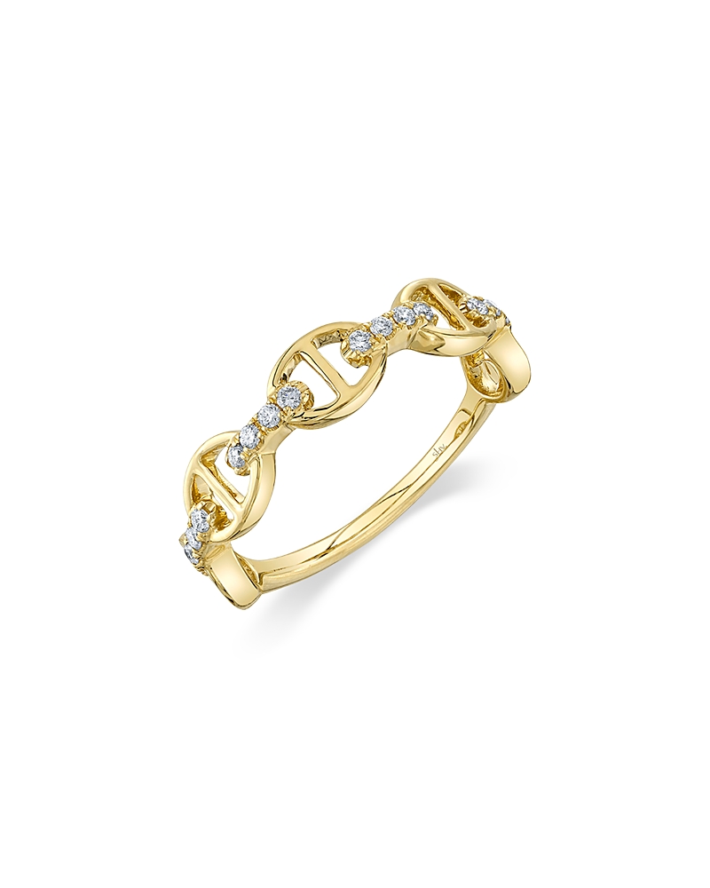 Shy Creation 14K Yellow Gold Diamond Mariner Link Ring