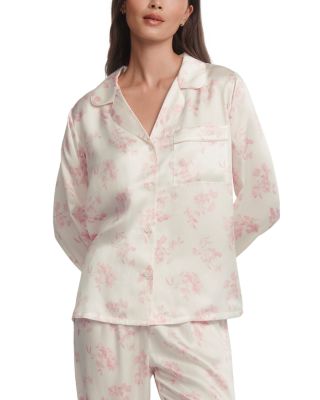 Inez Printed Washable Silk Long Pajama Set