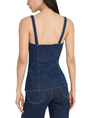 Denim Sleeveless Button Front Top
