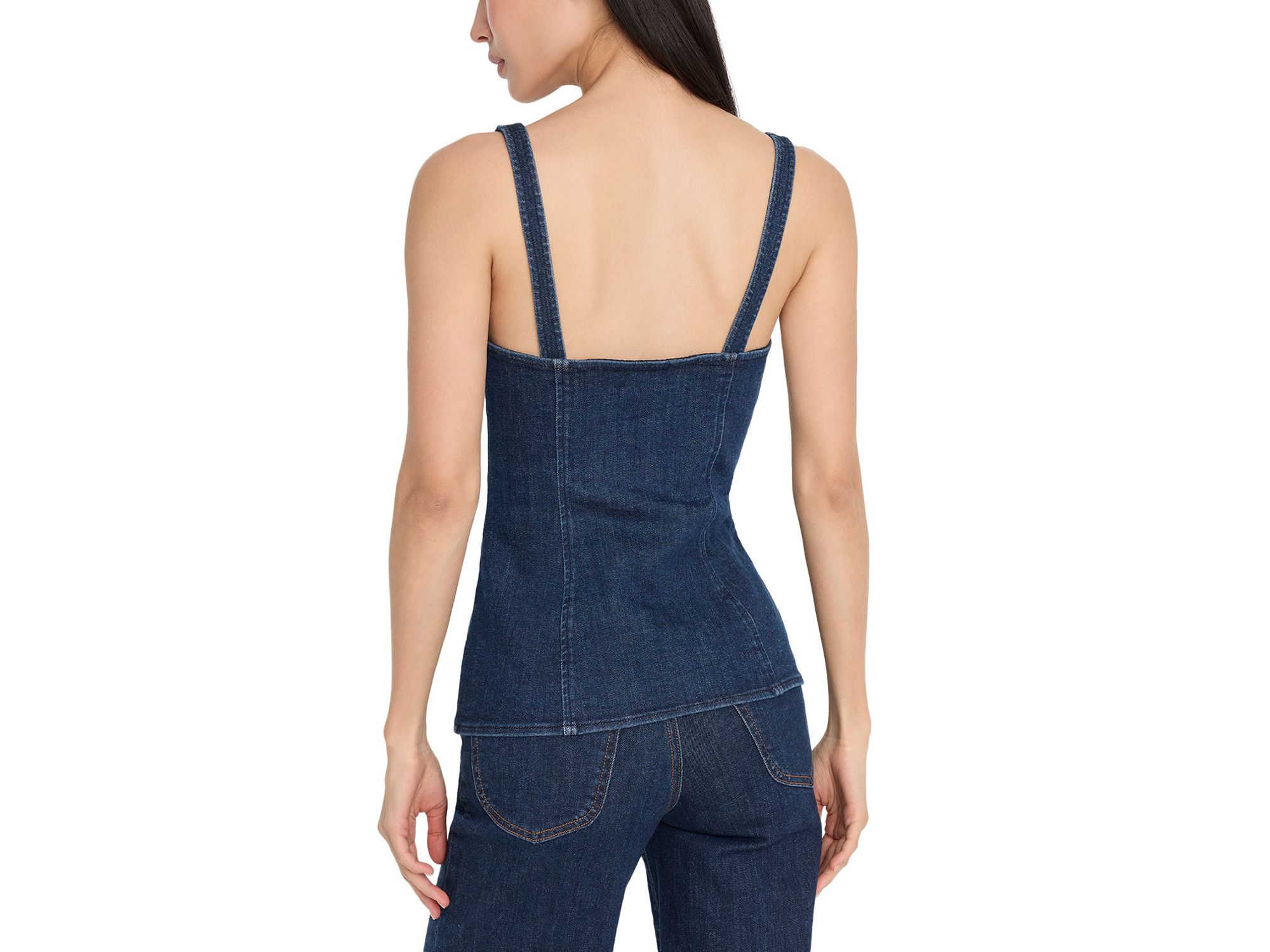 Denim Sleeveless Button Front Top — Image 3