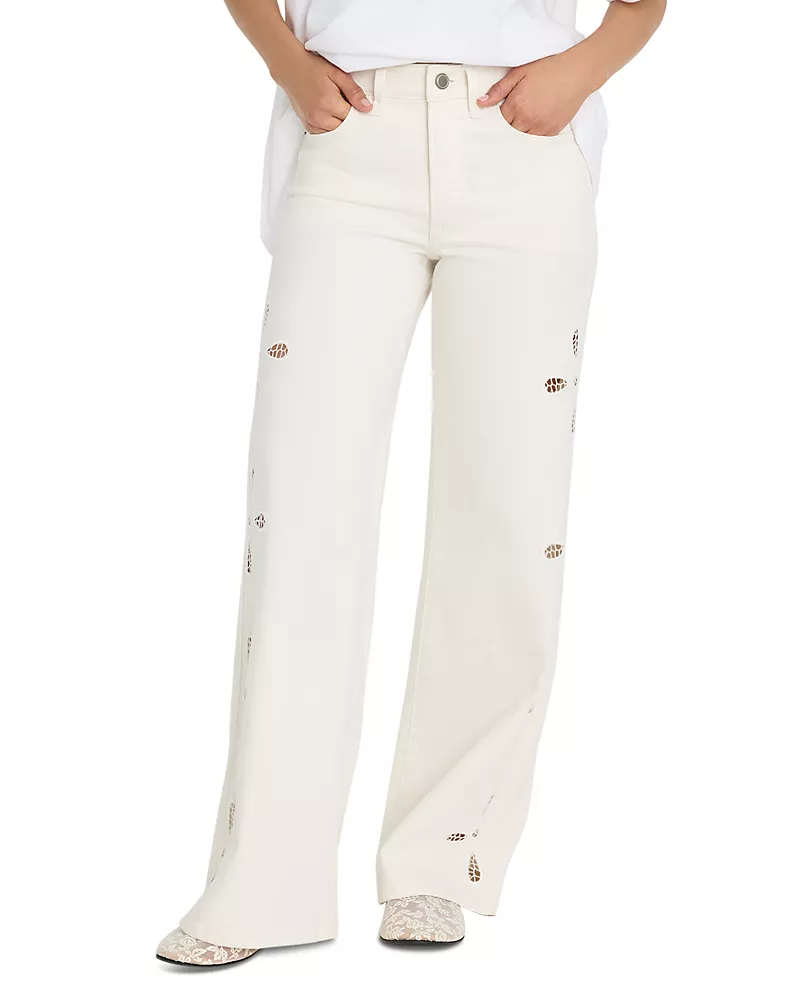 Good American Good Waist High Rise Palazzo Jeans in White
